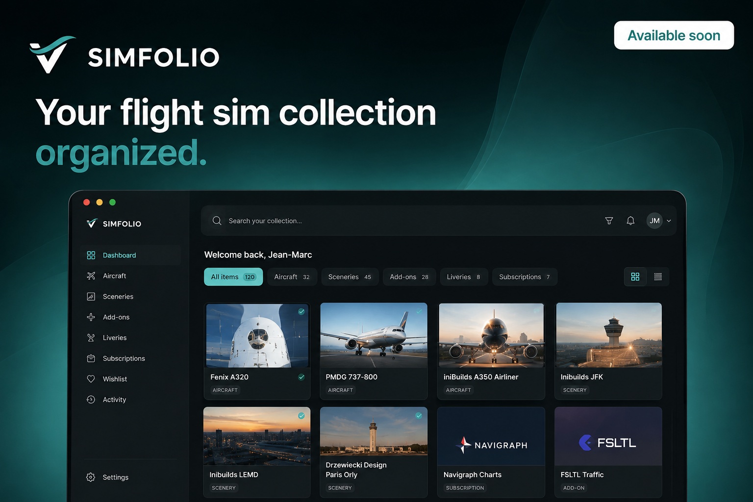 Simfolio interface preview